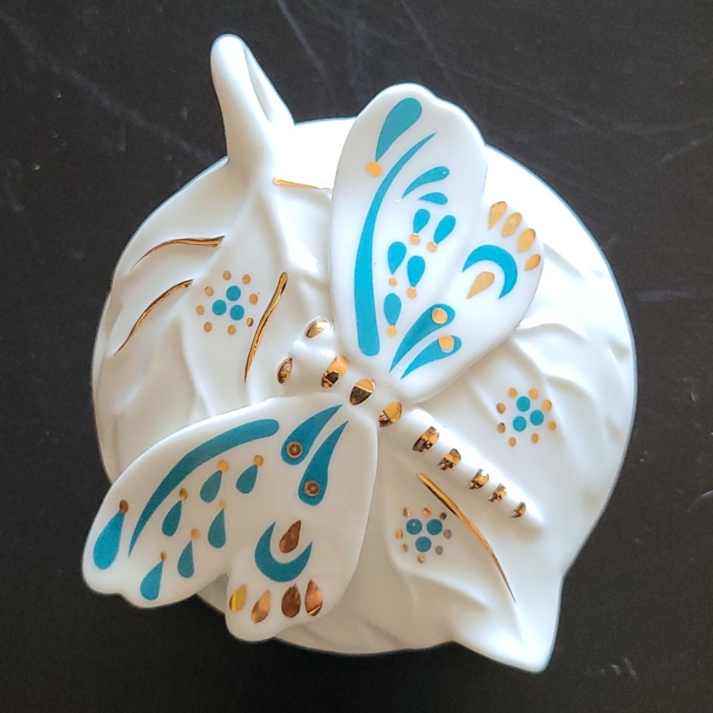 Ceramic Dragonfly Trinket Box